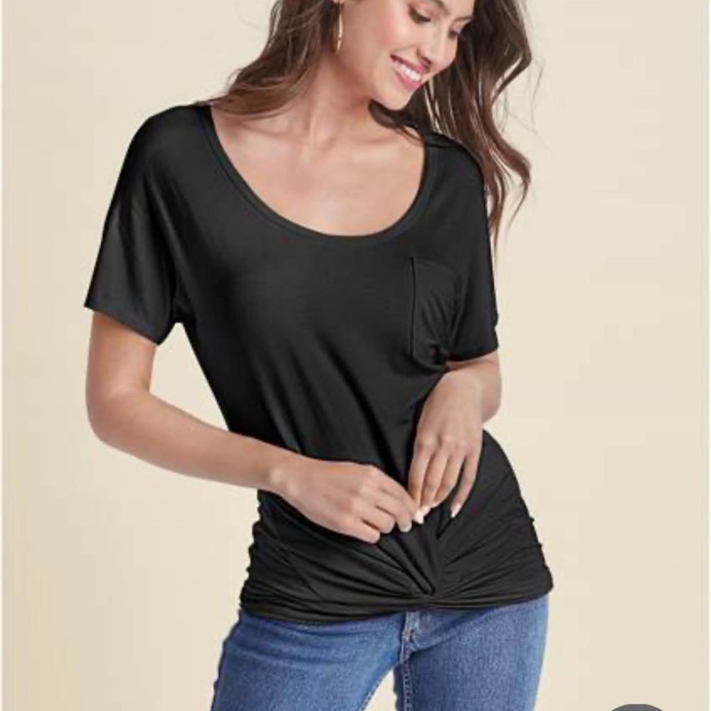 2 Knot Front Pocket Tee’s, Size Medium